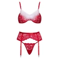 Zestaw bielizny koronkowej COTTELLI LINGERIE – biustonosz, pas do pończoch, stringi
