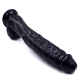 Dildo Monster John 12,2'' Czarny, PVC, realistyczna faktura, przyssawka