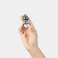 Korek analny - Heart Series, średnica 2,8 cm, aluminiowy z kryształkiem serca