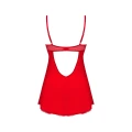 Koszulka i stringi OBSESSIVE, Czerwone, Regulowane ramiączka, Koronkowe detale, XS/S