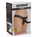 Strap-On z regulowanymi paskami INFERNO, 3 wymienne pierścienie, skóra PU