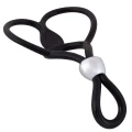 Pierścień na penisa z dwoma pierścieniami jąder, regulowany, silikonowy, czarny, 13 cm