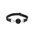 Knebel typu ball gag Ouch! - skórzane taśmy, regulacja rozmiaru, uniwersalny rozmiar