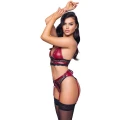 Zestaw bielizny bondage COTTELLI LINGERIE, czerwień z koronką, regulowane paski