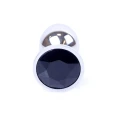 Korek analny – Jewellery Silver PLUG Black, stal nierdzewna, 7 cm, kryształ