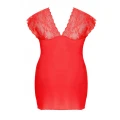 Koszulka nocna ANAIS PLUS SIZE, elastyczny materiał, koronka, czerwony kolor, XXL+