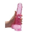 Dildo REALROCK CRYSTAL CLEAR 23 cm, realistyczne jądra, przyssawka, wodoodporny