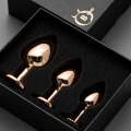 Korek analny — Jewellery Red Gold, stal nierdzewna, zestaw 3 rozmiarów z kryształami