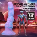 Dildo - Power Monsters Alien, 20,5 cm, pofalowana tekstura, silikon medyczny