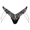 Stringi koronkowe COTTELLI LINGERIE z perłowymi łańcuchami, M/L, elastyczne, haftowane