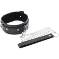 Obroża z smyczą Fetish Fever - Czarna, regulowana, komfortowy materiał
