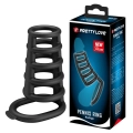 Pierścień erekcyjny PRETTY LOVE Rodrigo z 6 prążkowanymi nakładkami, silikonowy