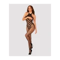 Bodystocking OBSESSIVE G332 - czarny, elastyczne paseczki, otwarty krok, S/M/L