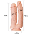 Dildo podwójne LoveToy, 12'', realistyczne, wykonane z PVC, z przyssawką