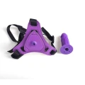 Dildo - Hot Stuff, 10 cm długości, regulowany pas, z medycznego silikonu, fioletowy
