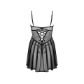 Babydoll Chemeris OBSESSIVE, regulowane ramiączka, koronkowe zdobienia, czarny