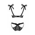 Bielizna erotyczna OBSESSIVE, komplet 2-częściowy, biustonosz z fiszbinami, czarny, L/XL