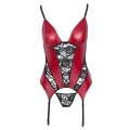Koszulka erotyczna COTTELLI LINGERIE z koronką, podwiązki, czerwona/czarna, L
