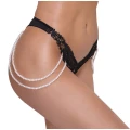 Stringi koronkowe COTTELLI LINGERIE z perłowymi łańcuchami, M/L, elastyczne, haftowane