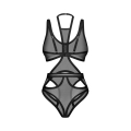 Body OBSESSIVE, transparentny mesh, wycięcia, regulowane ramiączka