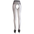 Rajstopy CROTCHLESS COTTELLI LINGERIE - czarne, przezroczyste, elastyczne zapięcie
