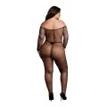 Bodystocking LE DESIRE, Off-shoulder, Elastyczny, Otwarty krok, XL-4XL