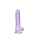 Dildo REALROCK CRYSTAL CLEAR 7" z jądrami, TPE, wodoodporny, fsk i lateks-free