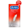 Prezerwatywy Durex Feel Ultra Thin — ultracienkie, profilowane, rozmiar 5,2 cm, 10 szt.