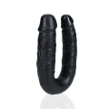 Dildo podwójne U kształt RealRock 12,7 cm, realistyczne żyłki, PVC, czarne