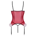 Gorset basque COTTELLI LINGERIE, czerwień, koronka, regulowane ramiączka