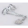 Naszyjnik intymny - Kryształowe serce, długość 12,7 cm, srebrny metal chromowany