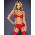 Bielizna OBSESSIVE - Komplet 3-częściowy S/M, regulowany biustonosz z koronki i stringi