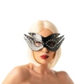 Maska Fetyszyzująca - Skóra PU, Elastyczna Opaska, Ozdobiona Kryształkami
