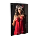 Bielizna nocna: Babydoll Peek-a-boo Ruffle, 92% Poliester, 8% Elastan, Czerwony