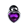 Korek analny srebrny, 7cm, serce ametystowe, idealny dla początkujących