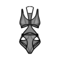 Body OBSESSIVE, transparentny mesh, wycięcia, regulowane ramiączka