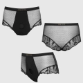 Bielizna harness DIVINE – high-waisted shorty, tiul, koronka, czarny