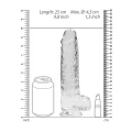 Dildo REALROCK Crystal Clear 23 cm, realistyczne jądra, mocna przyssawka, wodoodporne