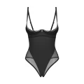 Body OBSESSIVE Stelisa 2XL/3XL, regulowane ramiączka, wysokie wycięcie, czarny materiał