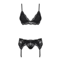 Bielizna nocna OBSESSIVE, czarna koronka, biustonosz z regulowanymi ramiączkami, L/XL