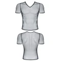 Koszulka męska REGNES FETISH PLANET - Elastyczna siateczka, v-neck, XXL, transparentna elegancja