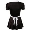 Sukienka dla pomocy domowej COTTELLI LINGERIE - czarna mini, z białym kołnierzykiem, fartuch