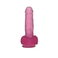 Dildo realistyczne, różowe, TPE, 7 cali, z przyssawką, średnio zakrzywione