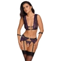 Zestaw bielizny erotycznej COTTELLI LINGERIE, koronkowy, z mankietami, otwarty przód