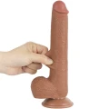 Dildo z podwójną gęstością TPE, 9'', przesuwająca się skóra, mocna przyssawka