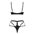 Biustonosz i szorty DEMONIQ Kolekcja Lady X Sarita001 - czarna koronka, regulowane ramiączka, L