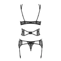 Komplet bielizny koronkowej OBSESSIVE 4-częściowy S/M z regulowanym biustonoszem i pasem do pończoch