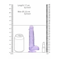 Dildo REALROCK Crystal Clear 17 cm, realistyczne jądra, przyssawka, bez ftalanów