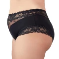 Figi koronkowe COTTELLI LINGERIE z perełkami, otwarty krok, elastyczne wykończenie, czarne