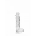 Dildo REALROCK CRYSTAL CLEAR 17 cm z realistycznymi jądrami, przyssawka, wodoodporny